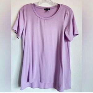 Eileen Fisher Soft Short Sleeve Round Hem Lilac Purple Stretch Tee Shirt Size XS